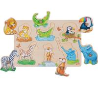 Hintergrundbildpuzzle wilde Tierbabies mit Elternteil: 30 x 21 x 2,4 cm, Holz, 6