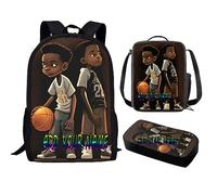 Hinthetall African American Girl Backpack Teens Bookbag Schoolbag with Shoulder Bag Pencil Bag Set for Girls 3pcs Set, 0 Custom African Boy 2, One Size, Custom