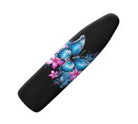 Hinthetall Blue Floral Butterfly Ironing Board Cover Scorch Resistant, Extra Thick Covers with Elastic Edge, Cord Lock, Hook and Loop Fasteners, Iron Board Cover for Standard Boards