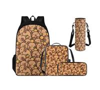 Hinthetall Cute Capybara Children's Backpack for Boys Girls Kids Back to School, 3rd Grade Lunch Box Pencil Case and Water Bottle Holder 4 PCS Set Art Study Supplies for Extracurricular Activities