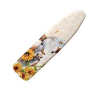 Hinthetall Sunflower Cow Ironing Board Cover and Pad Standard Full Size Iron Covers with Hook and Loop with Elastic Edge Scorch and Stain Resistant Thick Padding