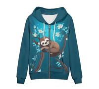 Hinthetall Women Casual Zip Up Hoodie Jacket Lightweight Comfy Loose Long Sleeve Sweatshirt with Pockets XS-5XL, 0 Sloth Climb Tree, XXL
