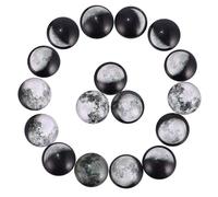 HINTRMENT 100pcs Dark Moon Glass Cabochons with Paper Stick Back for Decoration and Jewelry Making, Fashionable Moon Print Eclipse Pattern Patches for Crafts and DIY Projects