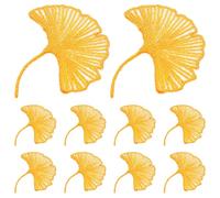 HINTRMENT 10pcs Ginkgo Leaf Iron on Patch for Clothing and Hanfu, Embroidered DIY Applique with Khaki Embroidery Thread, Resists Thread Loss, for Personalizing Jackets, Jeans, Hats,