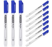 HINTRMENT 10pcs Graffiti Marker Mark Pen Blue Plastic Fine Tip Easy to Write Comfortable Feel for Desktop Whiteboard School Supply
