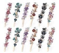 HINTRMENT 12 Pcs Hair Flower Clips Bobby Pins Decorative Alloy Hair Barrettes with Beautiful Design Electroplated to Prevent Oxidation Comfortable to Wear Assorted Color for Party and Formal