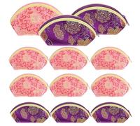 HINTRMENT 12pcs Vintage Chinese Style Coin Purse for Women, Cloth Material Change Pouch Keychain, for Shopping and Work, Functional for Holding Receipts and Keeping Things Safe Color