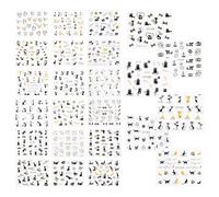 HINTRMENT 16pcs Nail Sticker 3D Simulation Nail Decals Self-Adhesive Assorted Color Unique Design Fine Workmanship for Home Manicure DIY Manicure Random Style