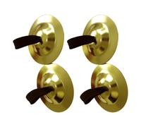 HINTRMENT 2 Pairs Golden Iron Finger Cymbals for Belly Dancing, Easy to Wear and Operate Mini Hand Percussion Instrument for Dancer Ball Party or Rhythm Instrument