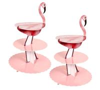 HINTRMENT 2 Pcs Flamingo Cupcake Stand Pink Fluting Paper Three Layers Design Large Capacity Display Holder for Birthday Parties and Shower