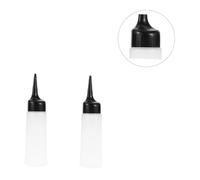 HINTRMENT 2 Pcs Refillable Hair Dye Bottles with Slant Tip for Salon Use Clear Plastic Containers for Shampoo Conditioner Scalp Treatment Portable Hair Coloring Squeeze Bottles in Black and