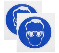 HINTRMENT 2 Pcs Wear Protective Goggles Sign Adhesive Safety Stickers Sturdy Pp Synthetic Paper Blue Resistant to Damage Easy Identification Industrial Production Use for Workers