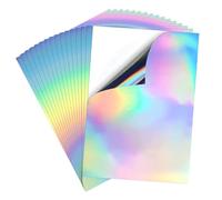 HINTRMENT 20 Sheets Holographic Printable Paper A4 Paper Stickers Multi-Functional Decoration for Hand Account and Scrap Books