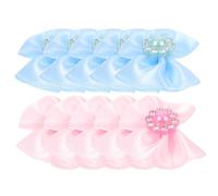 HINTRMENT 20pcs Pet Hairbands Puppy Bows Easy to Stay in Hair Not Easy to Fall off Polyester Crystal Rhinestone Pearls 1.45x1.26x0.51in for Christmas Hairstyles Dogs and Cats