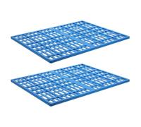 HINTRMENT 2pcs Blue Plastic Rabbit Mat with Holes, Small Animal Cage Feet Pads for Bunny, Chinchilla, Hamster, Ferret - Cooling Floor Mats for Indoor Rabbit Cage Bedding