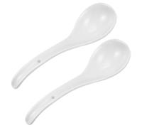 HINTRMENT 2pcs Ceramic Dessert Spoons Smooth Surface and Sturdy Design, White Spoons for Home and Hotel Use, for Soup and Sweet Dishes