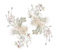 HINTRMENT 2pcs Chinese Bird Animal Embroidered Applique Patch for Clothes and Bags, Easy to Sew Polyester Material Beads, Green Chic Design for Embellishing Large Bag Or DIY Crafts