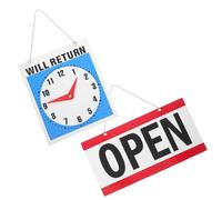 HINTRMENT 2pcs Double Sided Open Closed Sign Board with Hanging Chain, Waterproof Pvc Business Hours Door Signs, Reusable for Store and Home, Assorted Colours