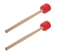 HINTRMENT 2pcs Drum Mallets Drumsticks Instrument Gadget with Non-skid Handle Good Grip Solid Froth Ball Head Wood Handle for Bass Drum Practice and Teaching Beginners Red