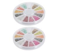 HINTRMENT 2pcs Manicure Caviar Nail Art Decorations, 12-color Small Colorful Seed for DIY Nail Glitter and Face Glitter Accessories
