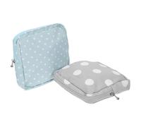 HINTRMENT 2Pcs Menstrual Pad Pouch Sanitary Napkin Bag for Women Portable Reusable Storage for Pads Menstrual Cups with Cute Gray and Green Polka Dot Designs