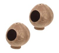HINTRMENT 2pcs Natural Coconut Shell Small Animal Hideout for Hamsters and Guinea Pigs Cozy Hideaway Huts Made From Safe Coconut Shells for Relaxing Playing and Resting in Small Pet Cages