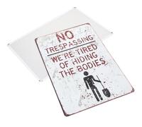 HINTRMENT 2pcs Outdoor Caution Sign Made of Iron, Resistant to Rust and Bending, Retro Style Warning Board for Yard and Private Property Safety