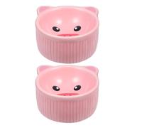 HINTRMENT 2pcs Pet Food Holders Feeder Ceramic Bowls with Spill Prevention and Water Holding Feature Creative Adorable Cartoon Design Occasion for Hamster Pet Owners