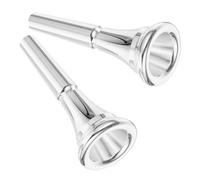 HINTRMENT 2pcs Silver French Horn Mouthpiece Replacement Pure Copper Brass Horn Accessory with Standard for Student and Professional Players Ergonomic Design for Band Concert and Classroom