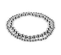HINTRMENT 2pcs Stackable Titanium Steel Beaded Bracelet for Women with Two Sizes of Silver Beads, Sturdy and High-gloss Design Suitable a Variety of Outfits and Occasions