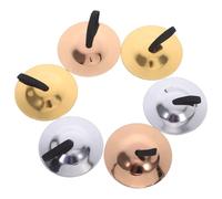 HINTRMENT 3 Pairs Brass Finger Cymbals Handheld Percussion Zills for Ergonomic Castanets Musical Instrument for Belly Dancing Party Music and Rhythm Play