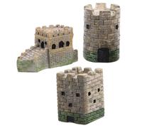 HINTRMENT 3 Pcs Resin European Castle Sculpture Miniature Room Model Kits with Vintage Style round Fortress and Square Castle Collector'S Item