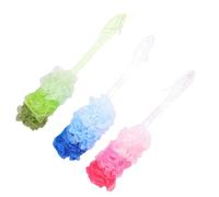 HINTRMENT 3pcs Long Handle Bath Brushes with Soft Foaming Mesh, Comfortable and Strong Lather Exfoliating Gloves for Shower and Back Cleaning Random Color