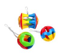 HINTRMENT 3pcs Parrot Playing Set Hollow-out Plastic Balls for Feet Training and Entertaining Little Parrots Cockatiels for Exploring and Playing Random Color