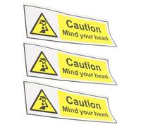 HINTRMENT 3pcs Warning Sticker Low Ceiling Decal Self Adhesive Warning Sign Pvc Practical Convenient to Carry Yellow Caution Wall Sticker for Workplace Safety