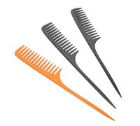 HINTRMENT 3pcs Wide Tooth Hair Combs for Haircutting and Styling, Thickened Plastic Pintail Combs with Pointed Tail for Detangling and Sectioning, Black (2pcs) Brown Suitable for Curly