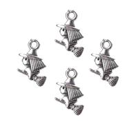 HINTRMENT 40pc DIY Antique Silver Witch Shape Pendants Alloy Charms for Necklace Making, Vintage Style Jewelry Accessories with Sturdy Material for Crafting and Beading Projects