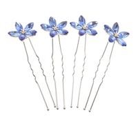 HINTRMENT 4pcs Blue Rhinestone Hair Clips U Shaped Alloy Bobby Pins Wedding Hair Accessories for Women Easy to Wear Functional Design Suitable for Anniversaries and Parties