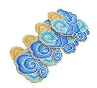 HINTRMENT 4pcs Cloud Shaped Embroidered Patches Embroidered Patches DIY Supplies Sewing Accessories Beautiful Unique Polyester Thread Cover up Broken Holes Decorate Clothes Assorted Style