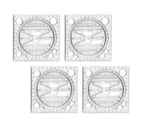 HINTRMENT 4pcs Geometric Drawing Rulers Protractor Plastic Rotatable Measuring Drawing Templates for Mechanical Engineering and Network Design Professionals Designers