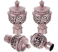 HINTRMENT 4pcs Golden Curtain Rod Decorative Heads Hollow-out Finials for Window Rods, Plastic Material with Wear Resistance and Practical Features, for House Decoration