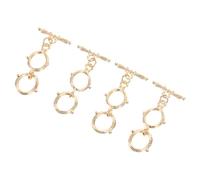 HINTRMENT 4pcs Golden Metal Toggle Clasps for Jewelry Necklace Extender, Oval Ring and Bar Shape, Easy to Use, Adjustable Length, for DIY Craft and Present