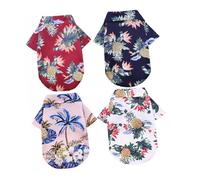 HINTRMENT 4pcs Hawaiian Pet Dog Shirt Summer Breathable Blouse Cool Casual Puppy Clothes Xs Navy Blue White Pink Wine Red for Dogs and Cats Beachwear