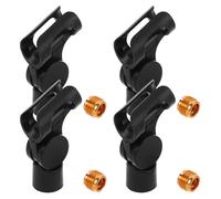 HINTRMENT 4pcs Microphone Stand Clip Holder Mic Clamp Stable Support Shock Absorption Plastic Metal Suitable for 2-2.6 Cm Diameter Mic Desk Microphone Clamp Secure for Stage Podcast