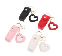 HINTRMENT 4pcs Pu Lipstick Case Set with Mirror and Keychain Small Portable Lipstick Holder Pouch for Travel for Women’s Purse Makeup Lip Balm Organizer