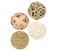 HINTRMENT 4pcs Rabbit Chew Bunny Entertainment Dental Health Maintenance Straw Seagrass 2.75x2.75x2.75in Indoor for Rabbits Guinea Pigs