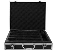 HINTRMENT 4Pcs Wireless Microphone Hard Carrying Case with Handle, Portable Aluminum Storage Box for Travel and Karaoke Use, Black Handheld Mic Organizer