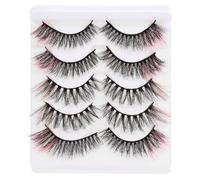 HINTRMENT 5 Pairs Cosplay Colored Eyelashes for Women, Multi-layer Wispy Fake Lashes with Imitation Material, Friendly for Beginner Use, for Dating and Photo Taking