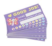 HINTRMENT 50 Sheets Purple Punch Cards and Students, Classroom Reward System with Vibrant Cartoon Designs, Easy to Use Paper Incentive Cards Encouraging Positive Behaviour in School