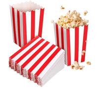 HINTRMENT 50pcs Paper Popcorn Containers Striped Pattern, Convenient Portable Popcorn Bowls for Parties and Movie Night, Charming Design and Versatile Use in Assorted Colours